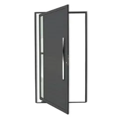 Porta Pivotante e Visor Alumínio Cinza Direita 210x120x4,6cm Visione