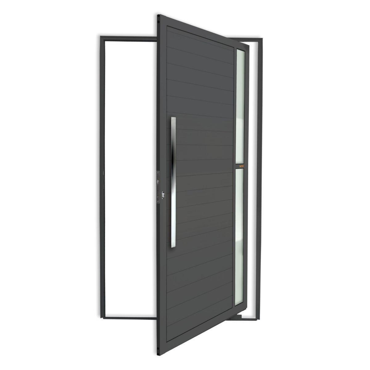 Porta Pivotante e Visor Alumínio Cinza Esquerda 210x120x4,6cm Visione, marca Brimak - Foto Principal