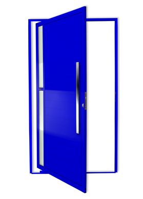 Porta Pivotante e Visor Alumnio Azul Direita 210x120x4,6cm Visione