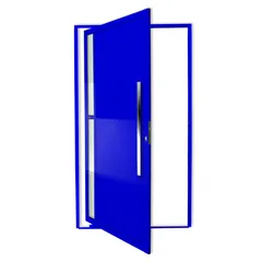 Porta Pivotante e Visor Alumínio Azul Direita 210x120x4,6cm Visione
