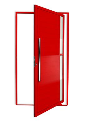 Porta Pivotante e Visor Alumnio Vermelho Esquerda 210x120x4,6cm Visione