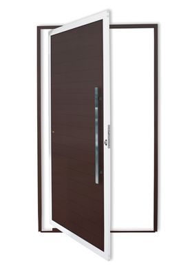 Porta Pivotante Alumnio Mix Corten Direita 210x120x4,6cm Super 25
