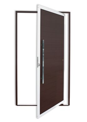 Porta Pivotante Alumnio Mix Corten Esquerda 210x120x4,6cm Super 25