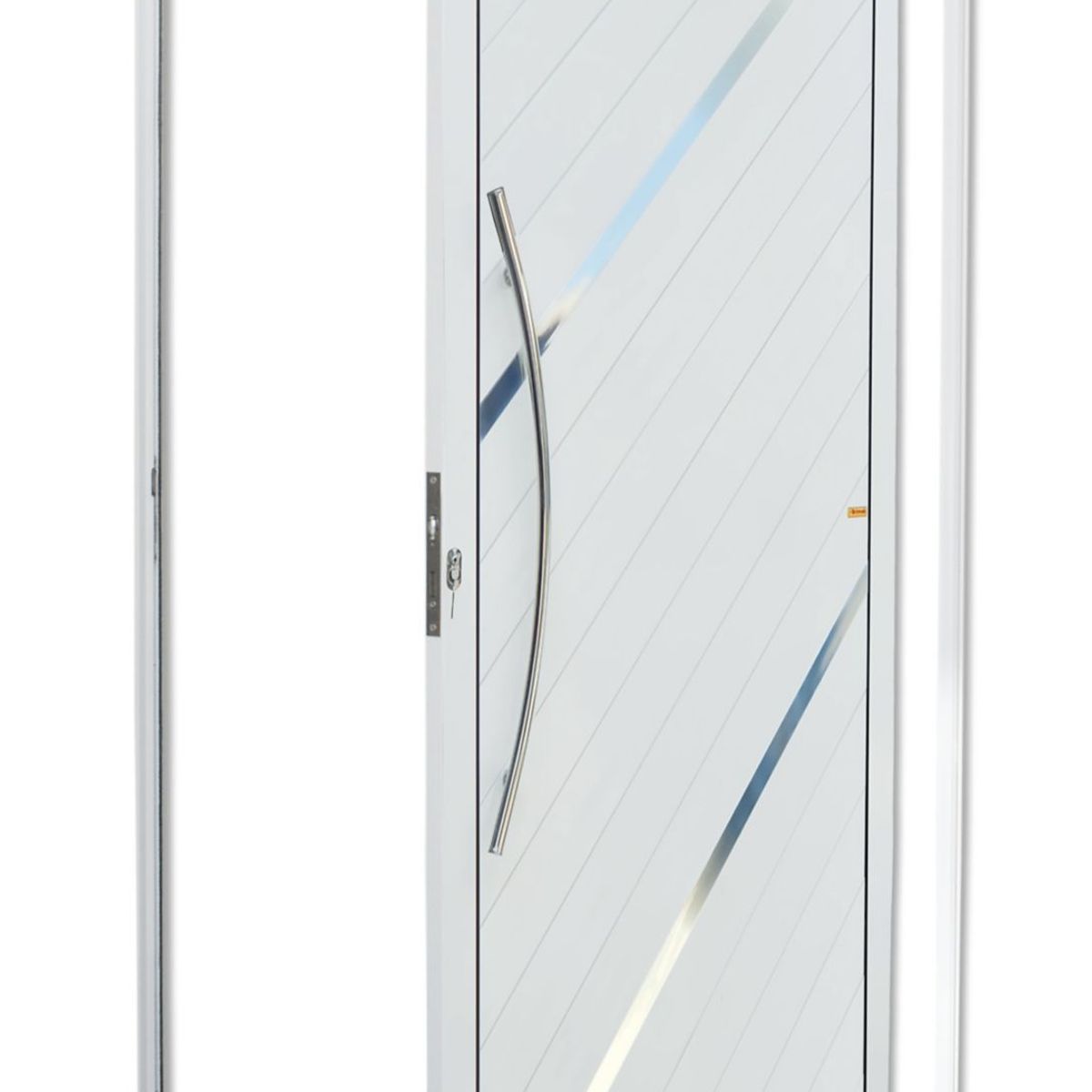 Porta Pivotante e Friso Alumínio Branco Esquerda 210x100x4,6cm Duna, marca Brimak - Foto Principal