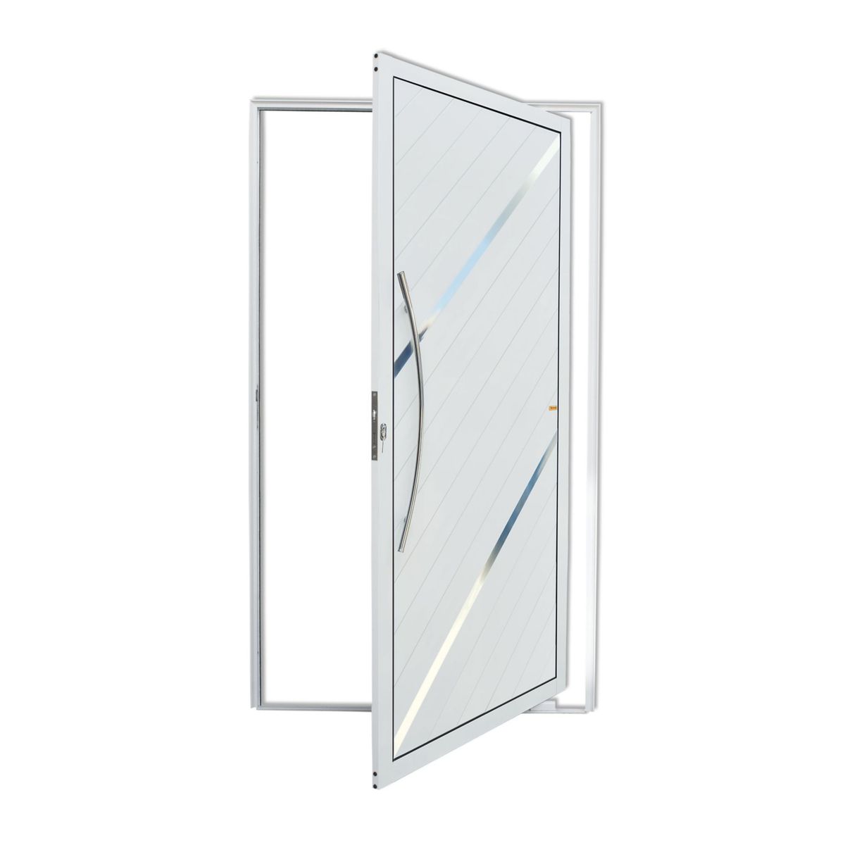 Porta Pivotante e Friso Alumínio Branco Esquerda 210x100x4,6cm Duna, marca Brimak - Foto Principal