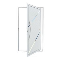 Porta Pivotante e Friso Alumínio Branco Esquerda 210x100x4,6cm Duna