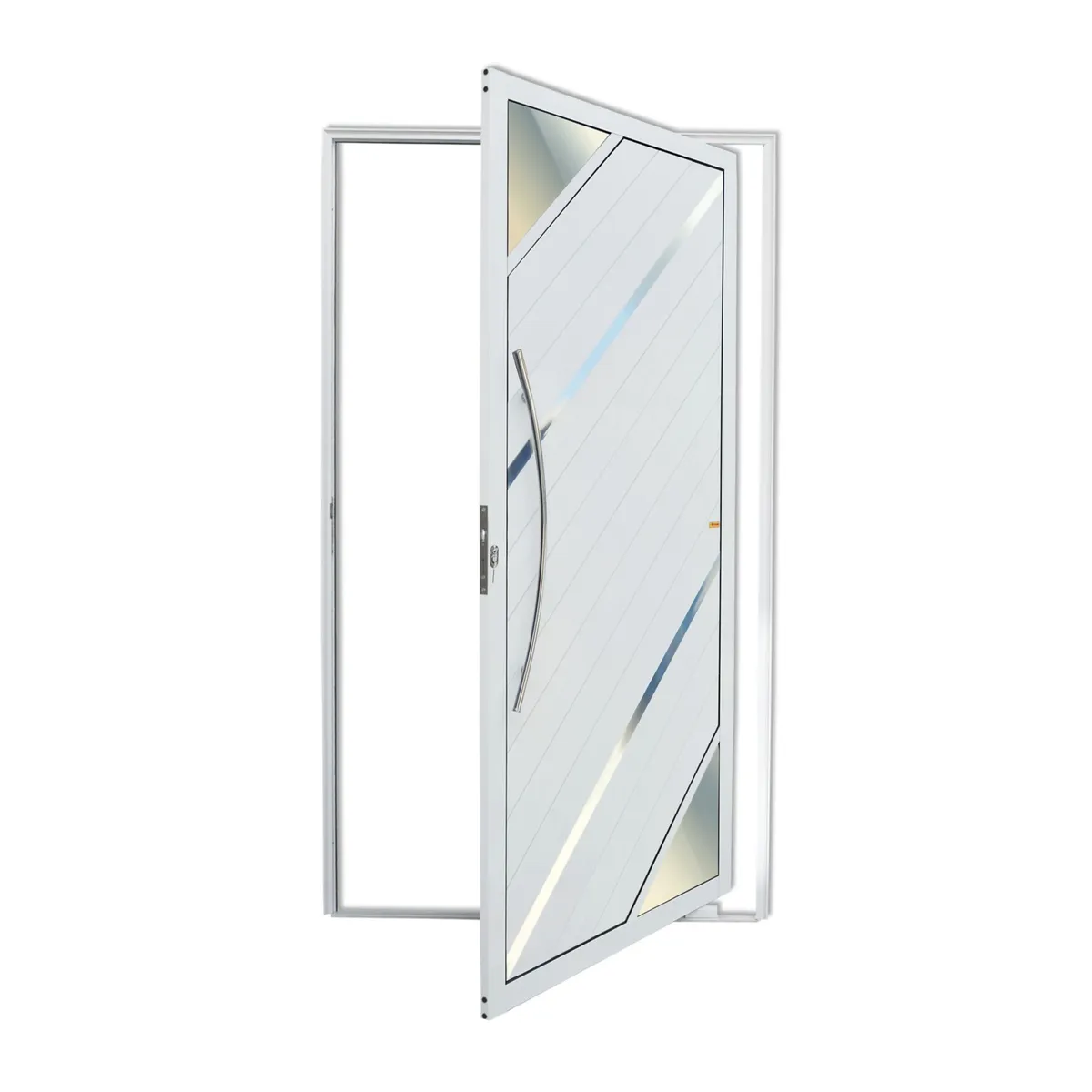 Porta Pivotante Vidro e Friso Alumínio Branco Esquerda 210x100x4,6cm Oasis, marca Brimak - Foto Principal