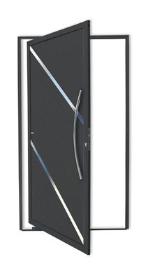 Porta Pivotante e Friso Alumnio Cinza Direita 210x100x4,6cm Duna