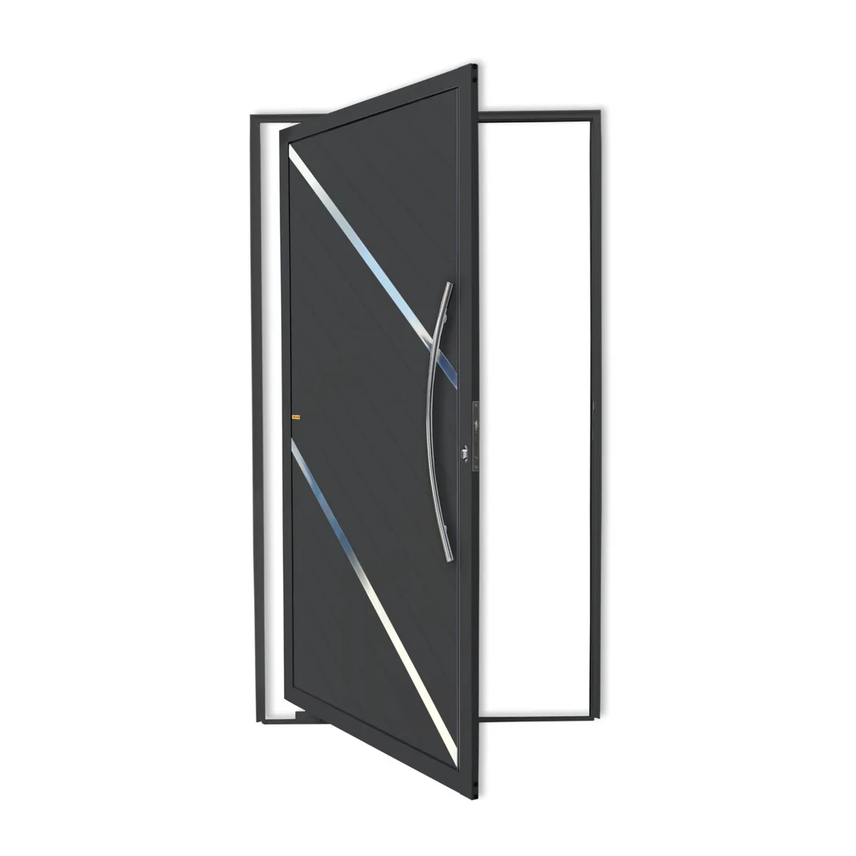 Porta Pivotante e Friso Alumínio Cinza Direita 210x100x4,6cm Duna, marca Brimak - Foto Principal