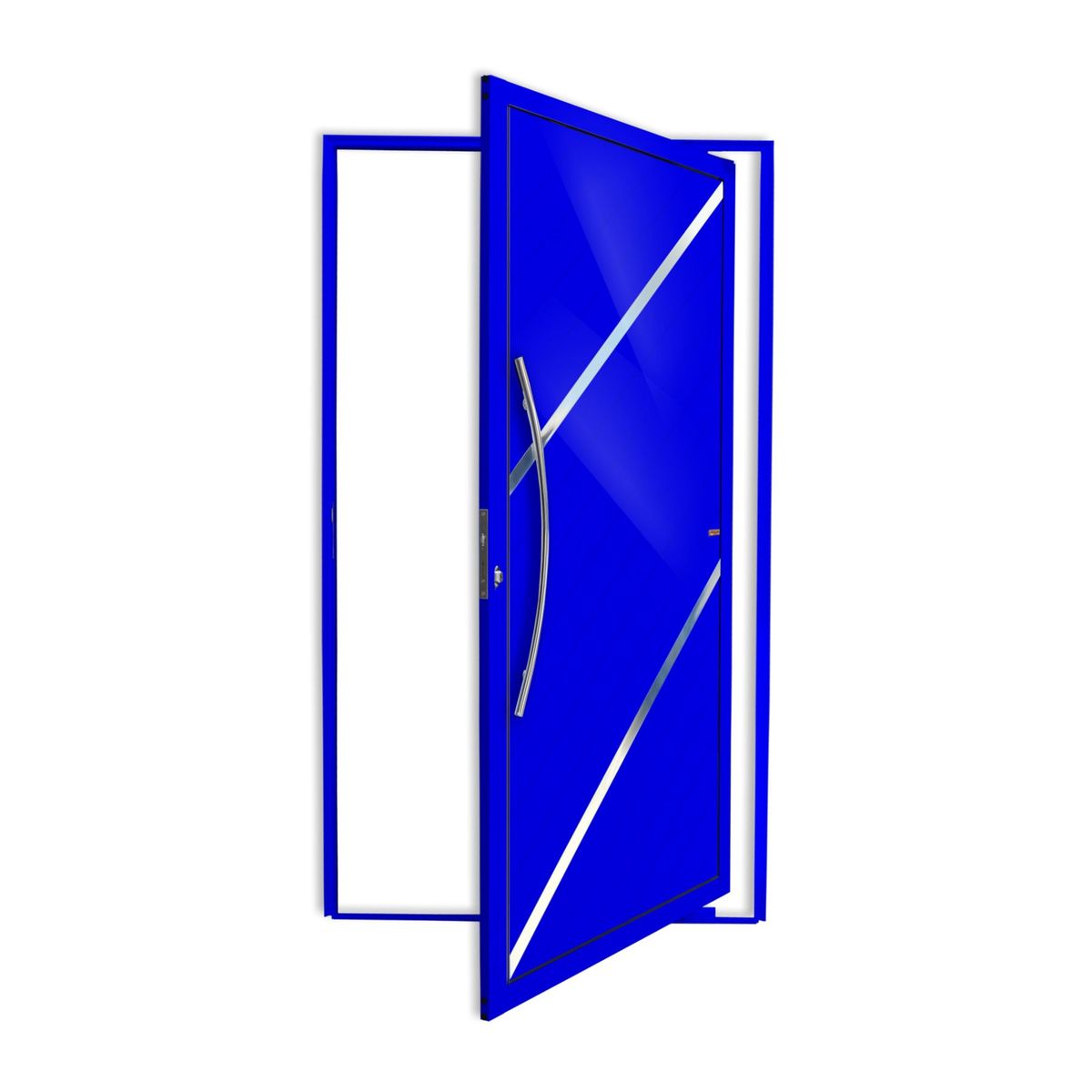 Porta Pivotante e Friso Alumínio Azul Esquerda 210x100x4,6cm Duna, marca Brimak - Foto Principal