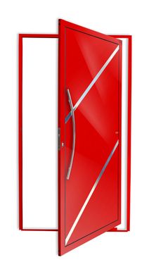 Porta Pivotante e Friso Alumnio Vermelho Esquerda 210x100x4,6cm Duna