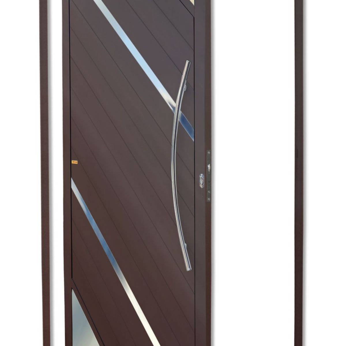 Porta Pivotante Vidro e Friso Alumínio Corten Direita 210x100x4,6cm Oasis, marca Brimak - Foto Principal
