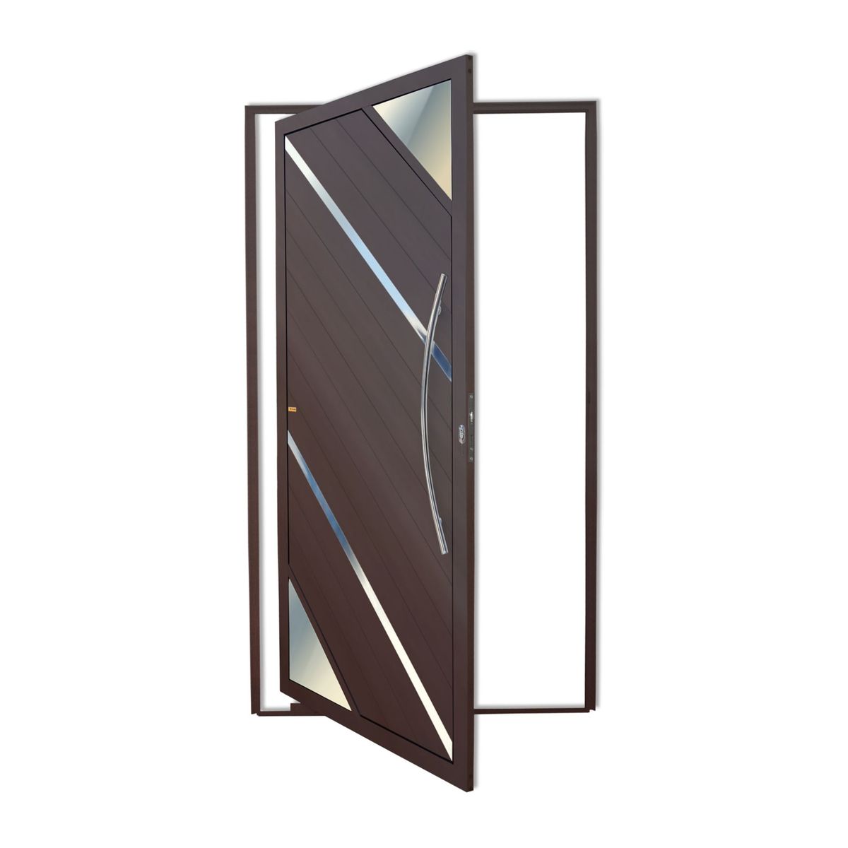 Porta Pivotante Vidro e Friso Alumínio Corten Direita 210x100x4,6cm Oasis, marca Brimak - Foto Principal