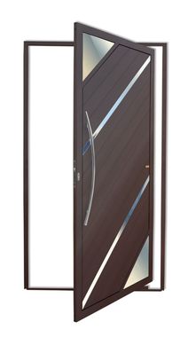 Porta Pivotante Vidro e Friso Alumnio Corten Esquerda 210x100x4,6cm Oasis
