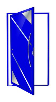 Porta Pivotante Vidro e Friso Alumnio Azul Direita 210x100x4,6cm Oasis
