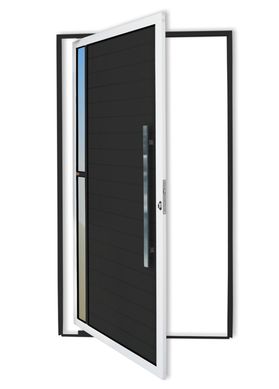 Porta Pivotante e Visor Alumnio Mix Preto Direita 210x120x4,6cm Visione