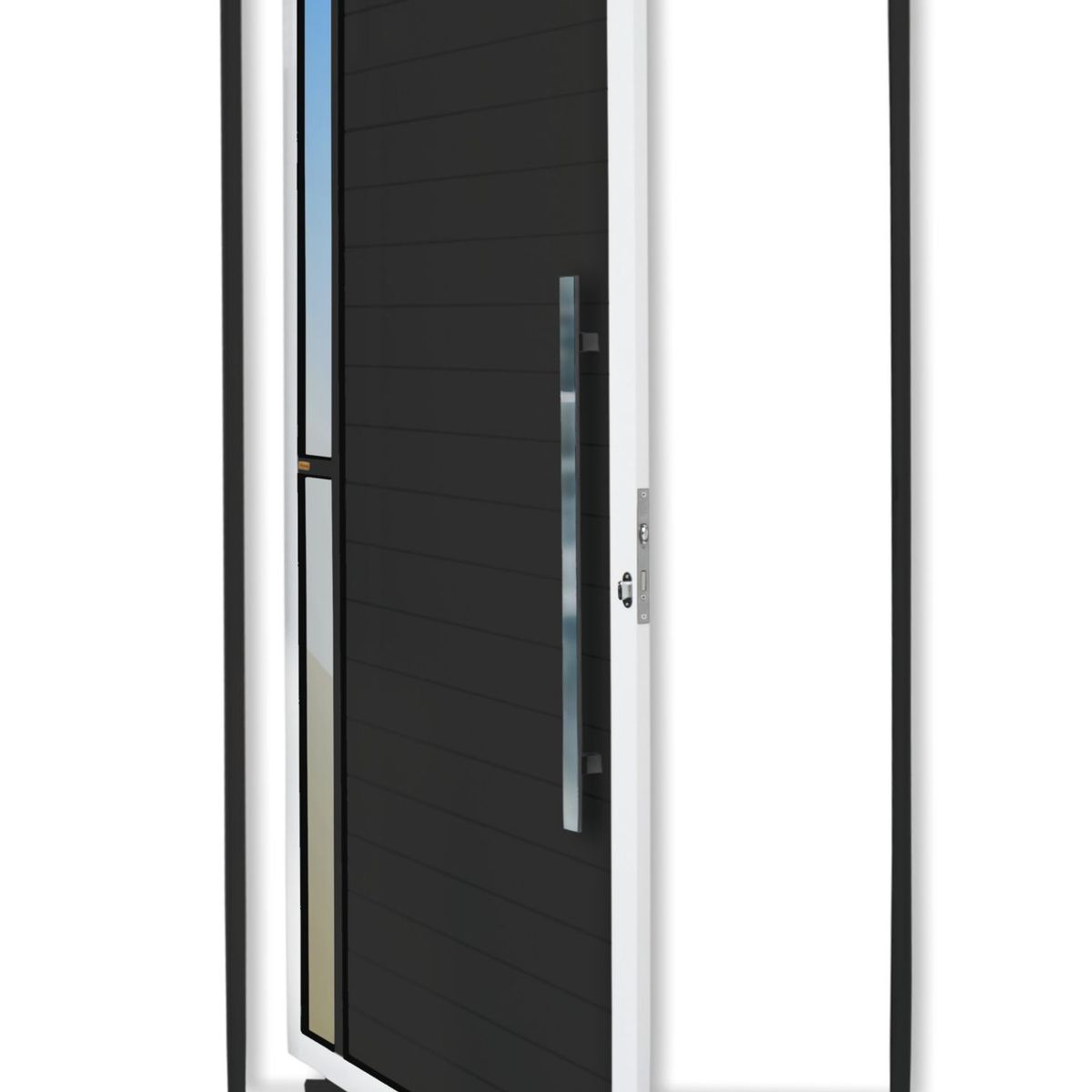 Porta Pivotante e Visor Alumínio Mix Preto Direita 210x120x4,6cm Visione, marca Brimak - Foto Principal