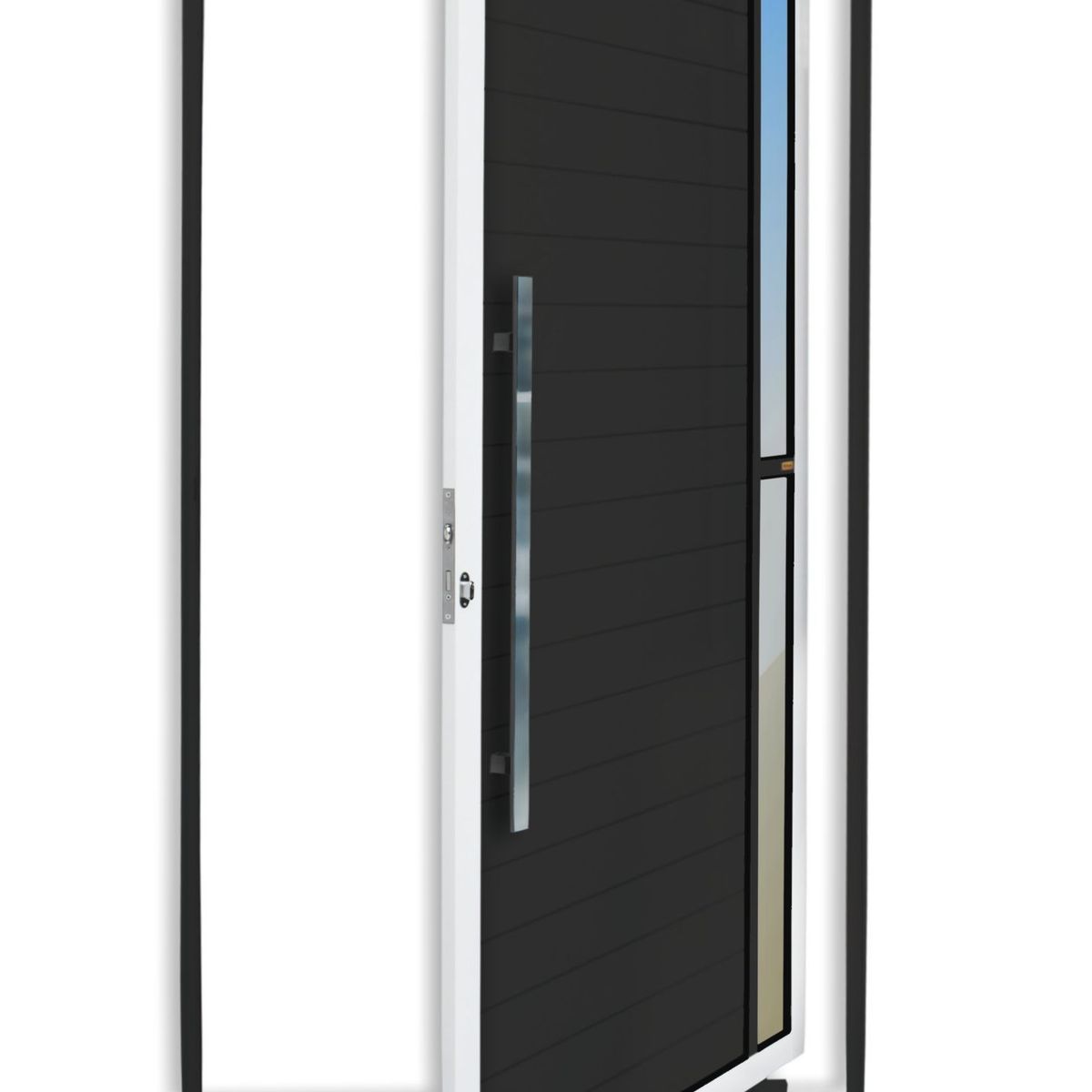 Porta Pivotante e Visor Alumínio Mix Preto Esquerda 210x120x4,6cm Visione, marca Brimak - Foto Principal