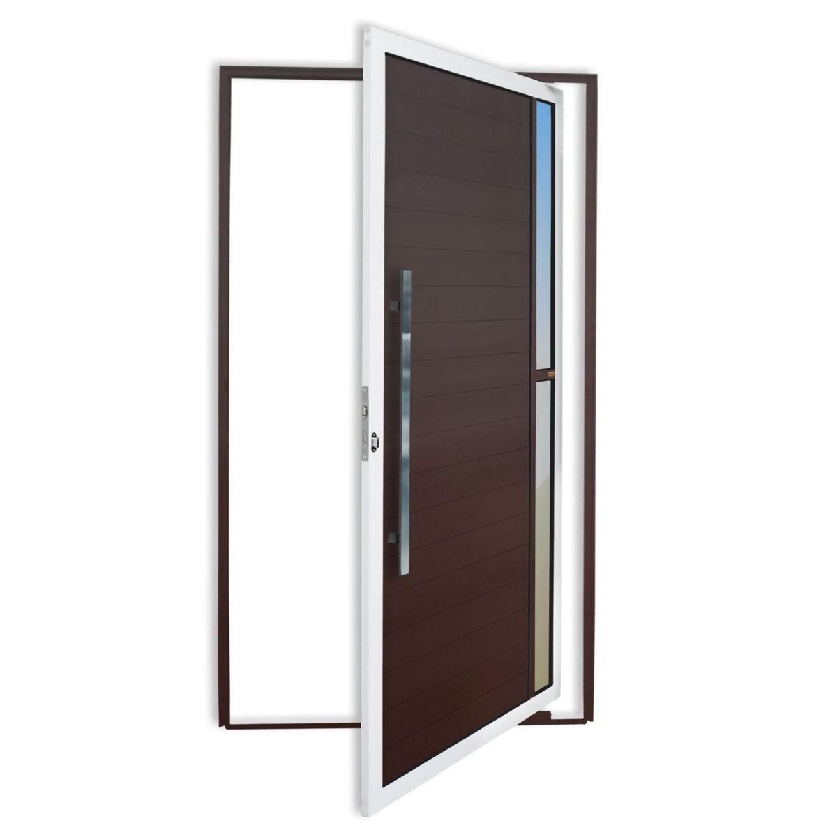 Porta Pivotante e Visor Alumínio Mix Corten Esquerda 210x120x4,6cm Visione, marca Brimak - Foto Principal
