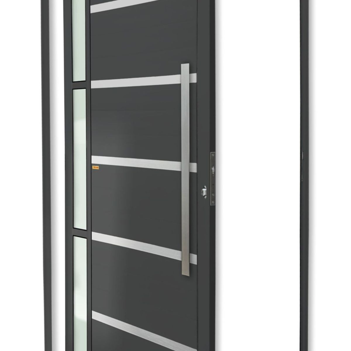 Porta Pivotante e Friso e Visor Alumínio Cinza Direita 210x120x4,6cm Miraggio, marca Brimak - Foto Principal
