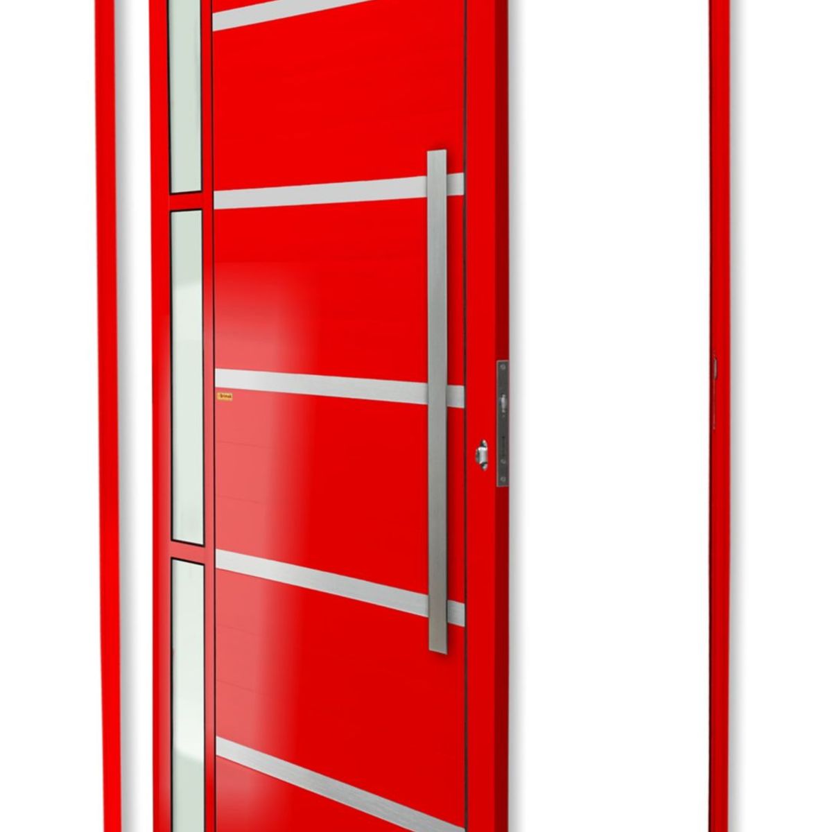 Porta Pivotante e Friso e Visor Alumínio Vermelho Direita 210x120x4,6cm Miraggio, marca Brimak - Foto Principal