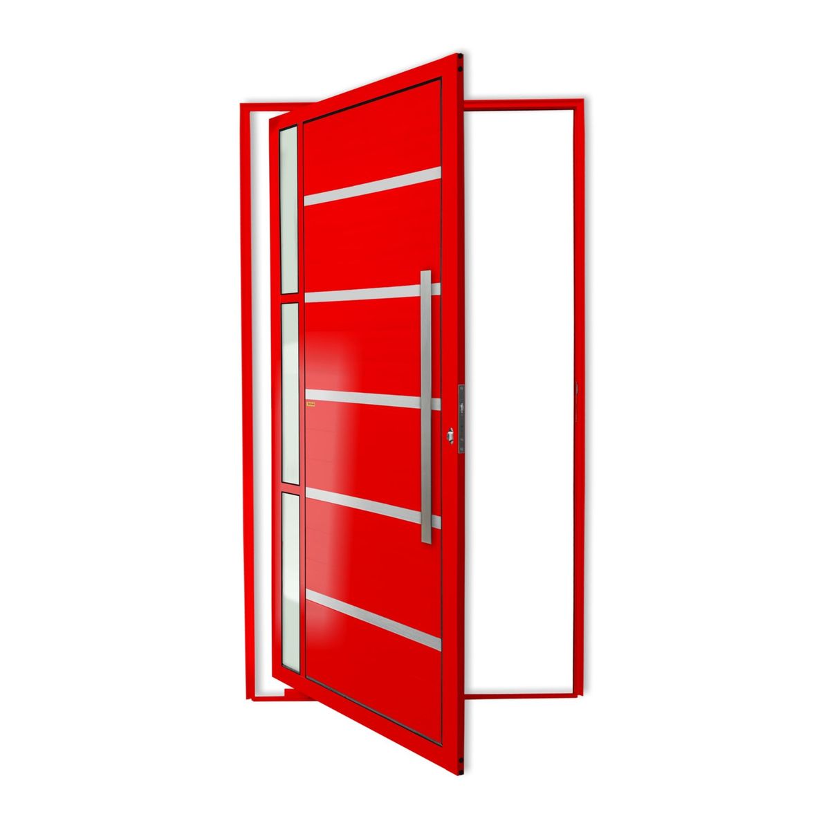 Porta Pivotante e Friso e Visor Alumínio Vermelho Direita 210x120x4,6cm Miraggio, marca Brimak - Foto Principal