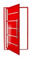 Porta Pivotante e Friso e Visor Alumínio Vermelho Direita 210x120x4,6cm Miraggio