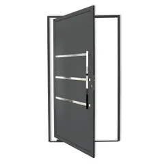 Porta Pivotante e Friso Alumínio Cinza Direita 210x120x4,6cm Evolution