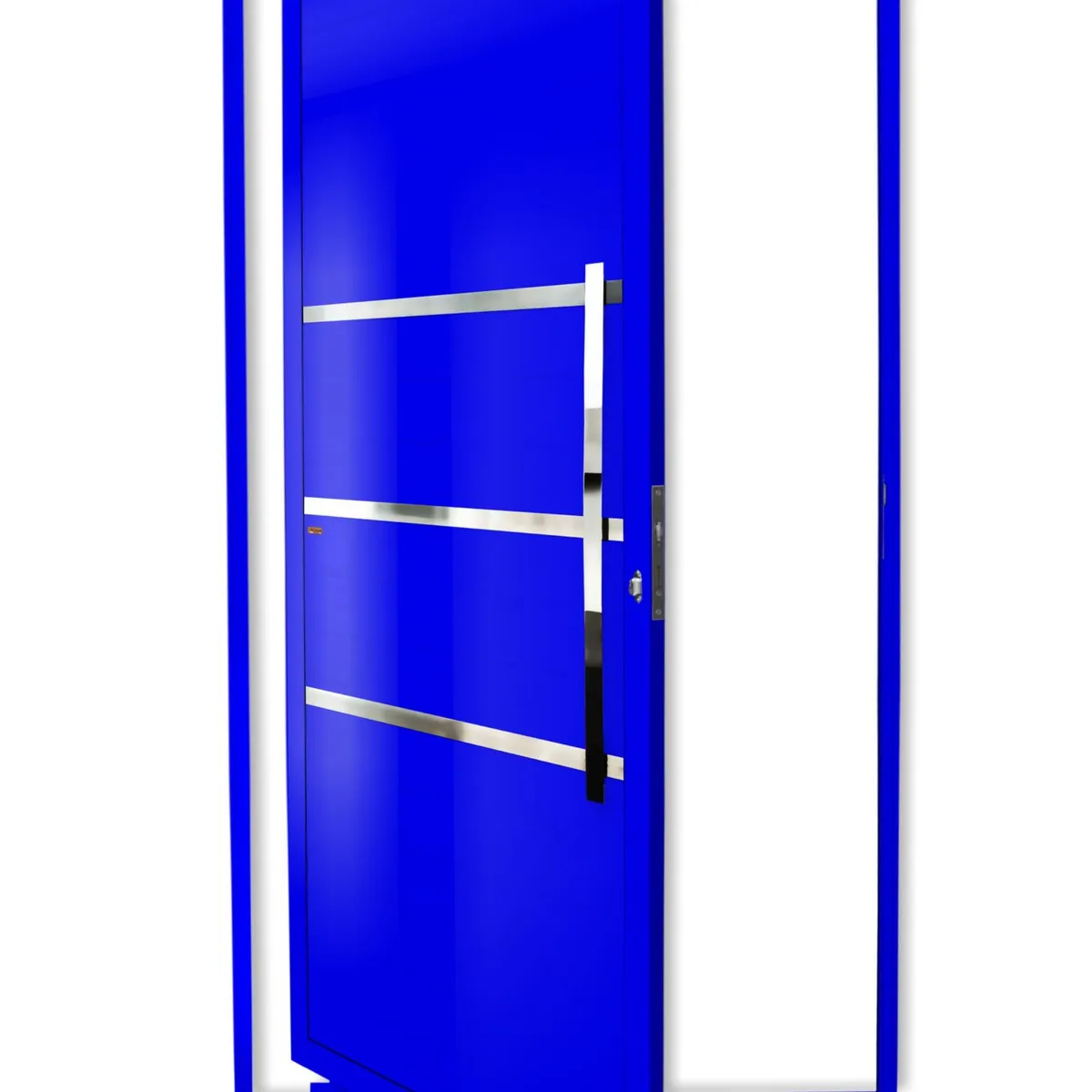 Porta Pivotante e Friso Alumínio Azul Direita 210x120x4,6cm Evolution, marca Brimak - Foto Principal