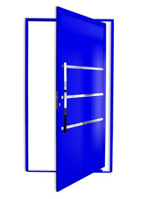 Porta Pivotante e Friso Alumnio Azul Esquerda 210x120x4,6cm Evolution