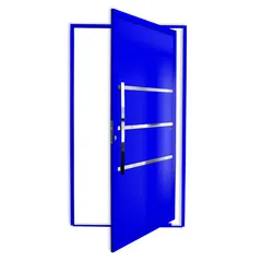 Porta Pivotante e Friso Alumínio Azul Esquerda 210x120x4,6cm Evolution