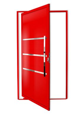 Porta Pivotante e Friso Alumnio Vermelho Direita 210x120x4,6cm Evolution