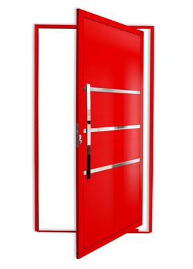 Porta Pivotante e Friso Alumnio Vermelho Esquerda 210x120x4,6cm Evolution