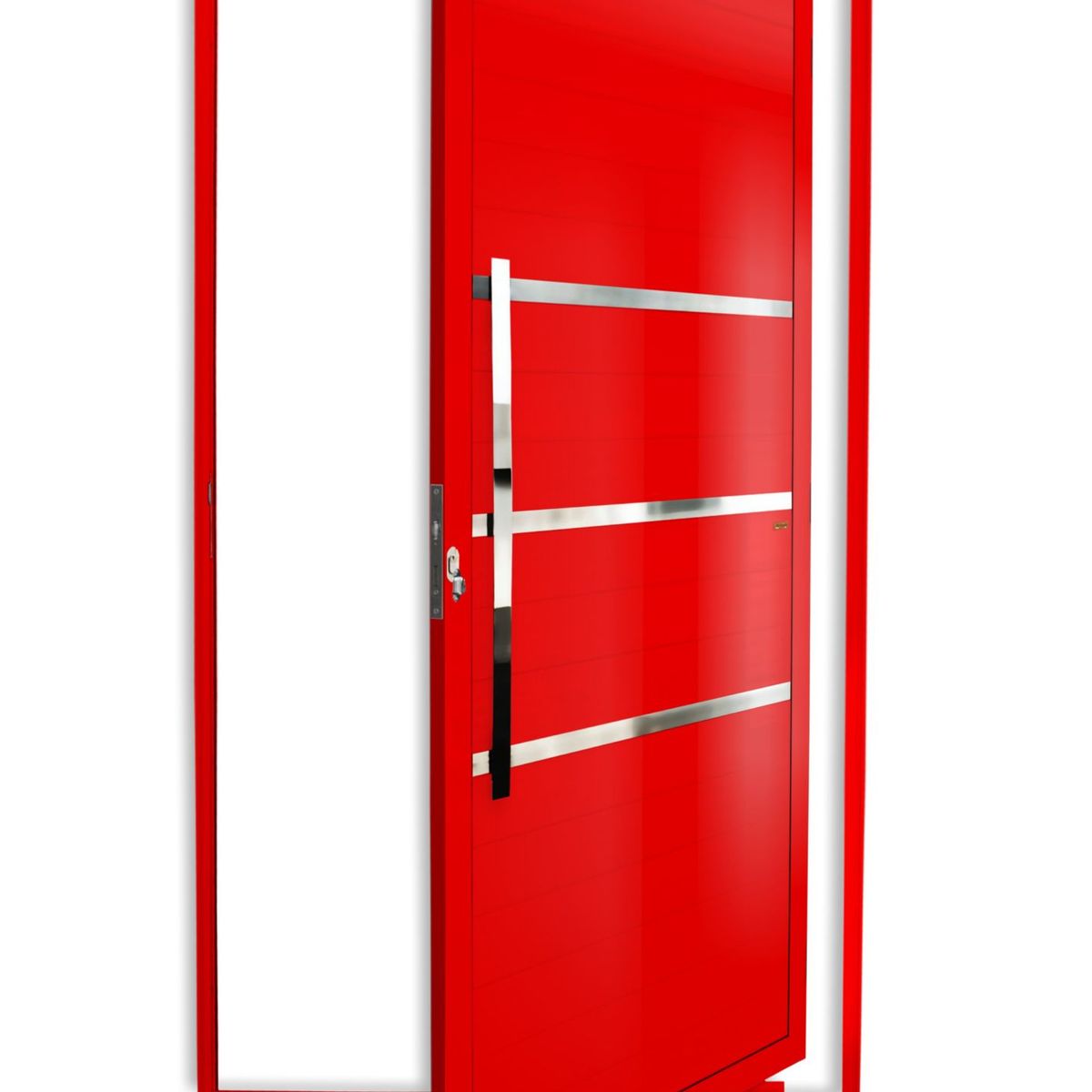 Porta Pivotante e Friso Alumínio Vermelho Esquerda 210x120x4,6cm Evolution, marca Brimak - Foto Principal