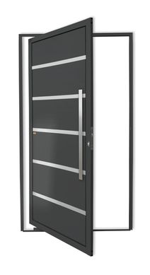 Porta Pivotante e Friso Alumnio Cinza Direita 210x120x4,6cm Premium