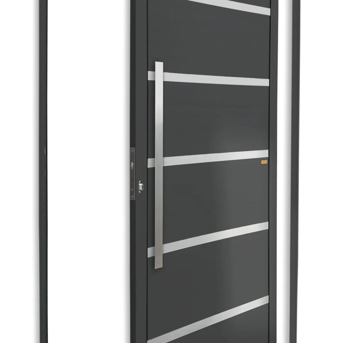 Porta Pivotante e Friso Alumínio Cinza Esquerda 210x120x4,6cm Premium, marca Brimak - Foto Principal