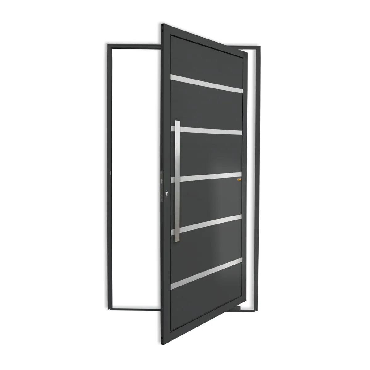 Porta Pivotante e Friso Alumínio Cinza Esquerda 210x120x4,6cm Premium, marca Brimak - Foto Principal