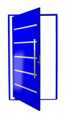 Porta Pivotante e Friso Alumnio Azul Direita 210x120x4,6cm Premium