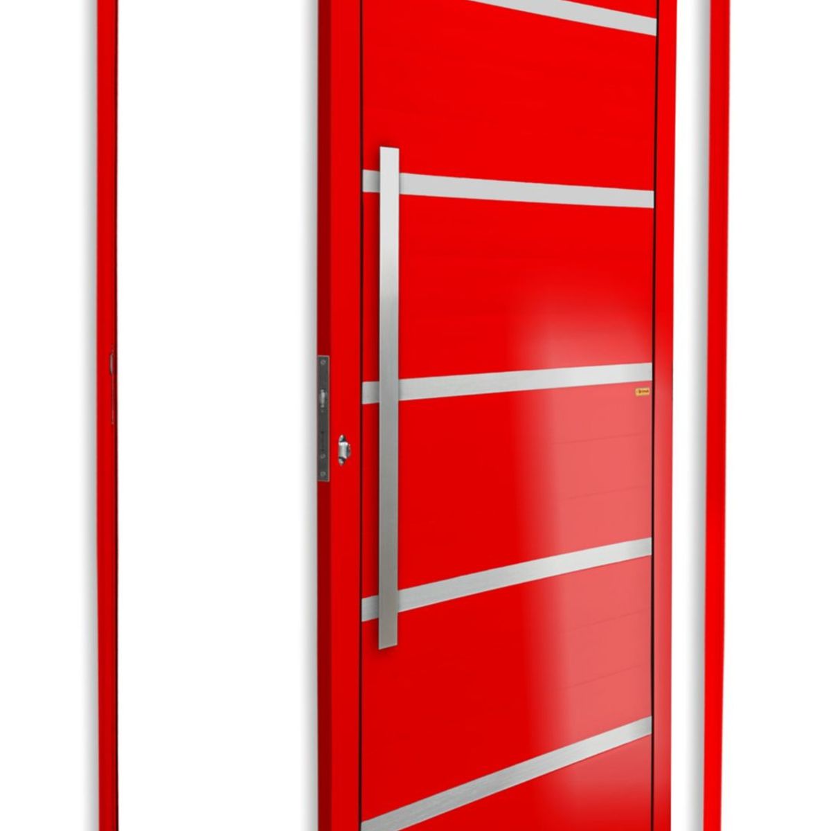 Porta Pivotante e Friso Alumínio Vermelho Esquerda 210x120x4,6cm Premium, marca Brimak - Foto Principal