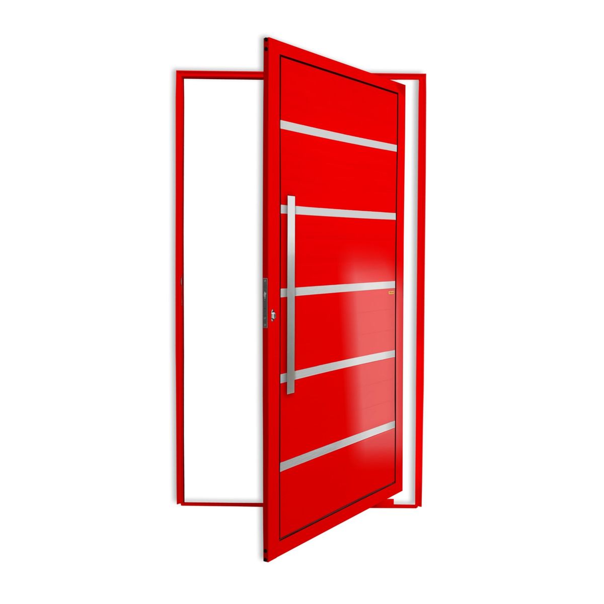 Porta Pivotante e Friso Alumínio Vermelho Esquerda 210x120x4,6cm Premium, marca Brimak - Foto Principal