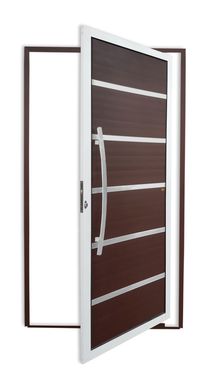 Porta Pivotante e Friso Alumnio Mix Corten Esquerda 210x100x4,6cm Premium
