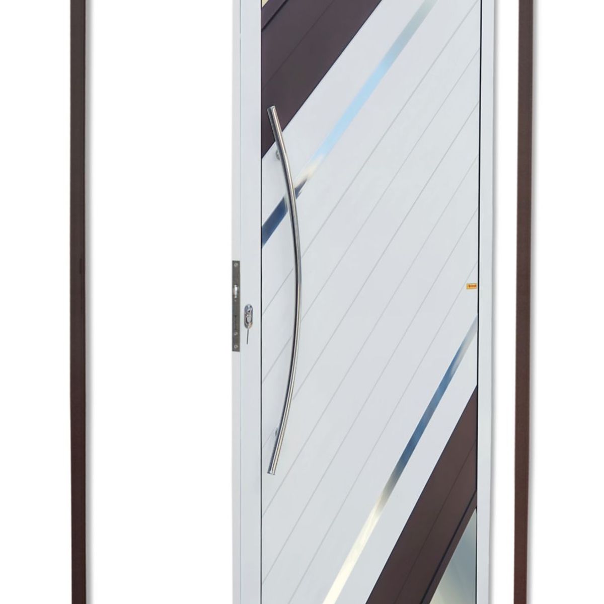 Porta Pivotante Vidro e Friso Alumínio Mix Corten Esquerda 210x100x4,6cm Oasis, marca Brimak - Foto Principal