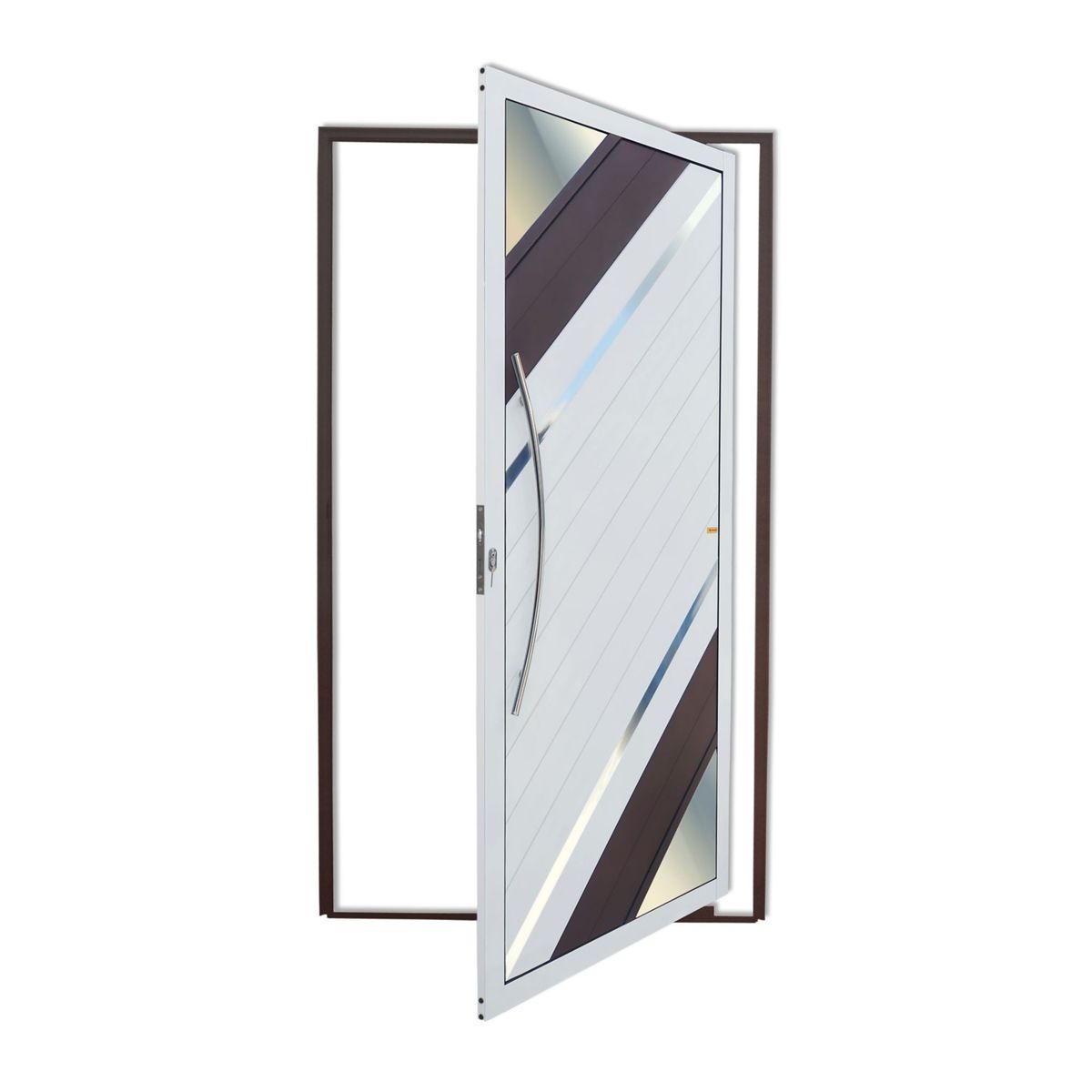 Porta Pivotante Vidro e Friso Alumínio Mix Corten Esquerda 210x100x4,6cm Oasis, marca Brimak - Foto Principal