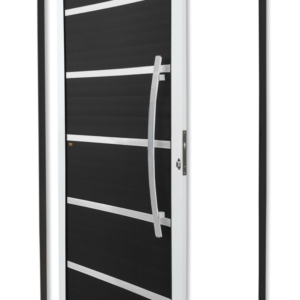 Porta Pivotante e Friso Alumínio Mix Preto Direita 210x120x4,6cm Premium, marca Brimak - Foto Principal