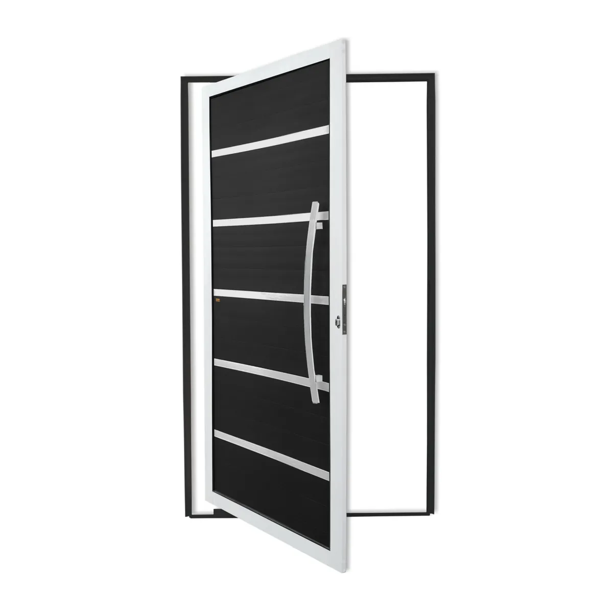 Porta Pivotante e Friso Alumínio Mix Preto Direita 210x120x4,6cm Premium, marca Brimak - Foto Principal