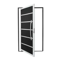 Porta Pivotante e Friso Alumínio Mix Preto Direita 210x120x4,6cm Premium