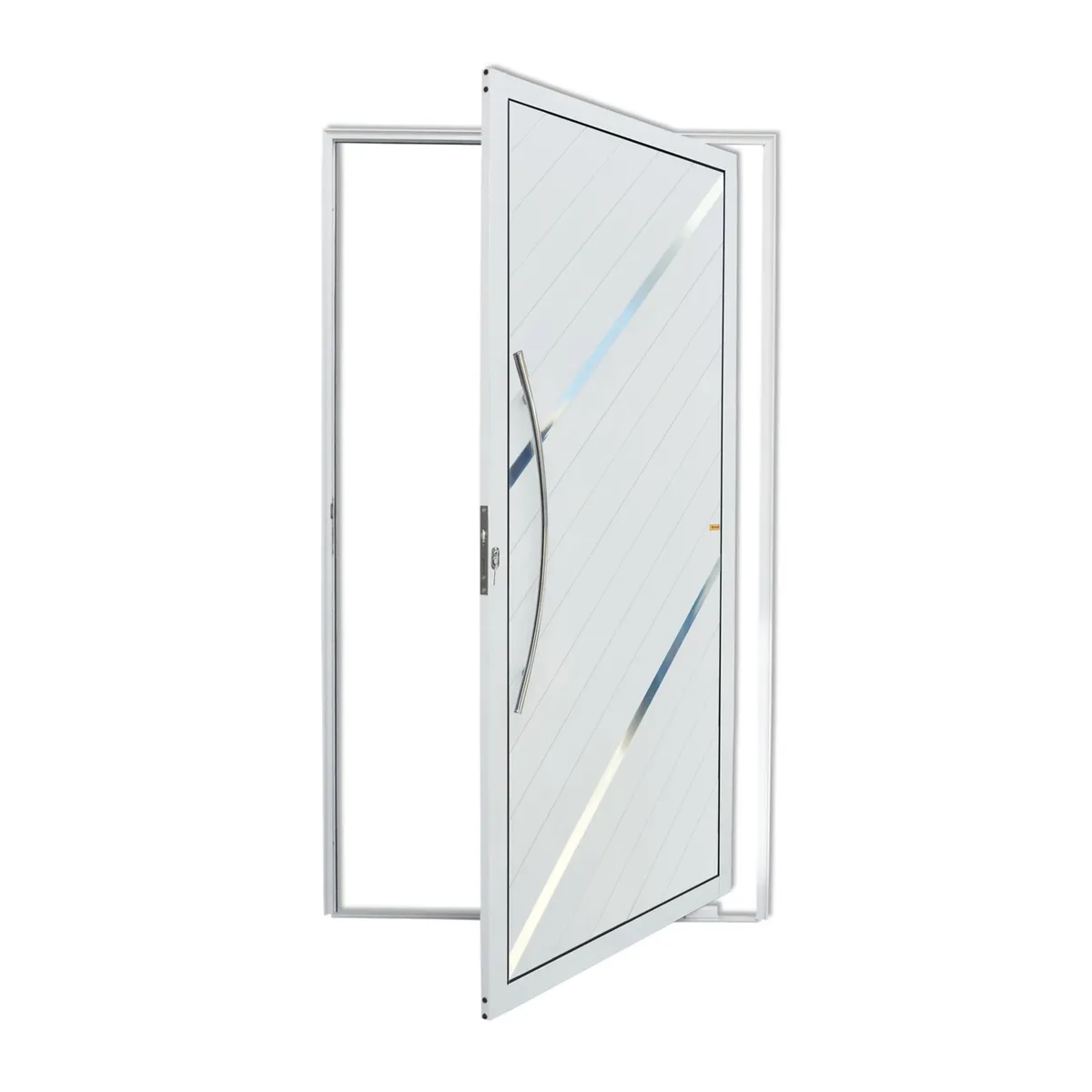Porta Pivotante e Friso Alumínio Branco Esquerda 210x120x4,6cm Duna, marca Brimak - Foto Principal