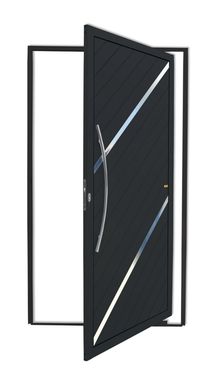 Porta Pivotante e Friso Alumnio Preto Esquerda 210x120x4,6cm Duna