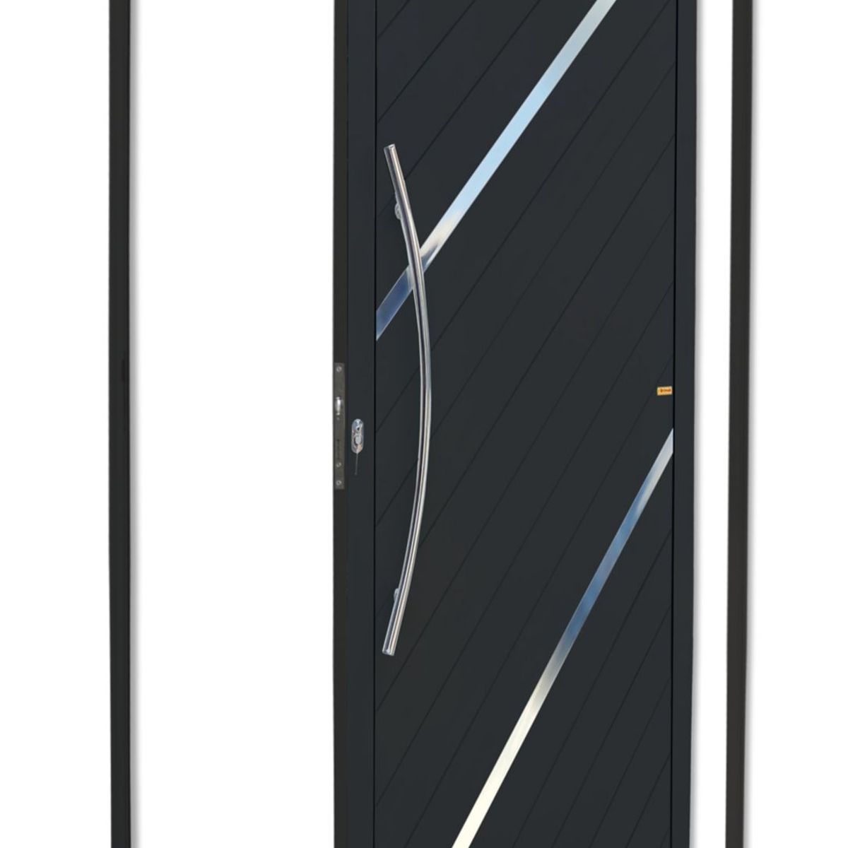 Porta Pivotante e Friso Alumínio Preto Esquerda 210x120x4,6cm Duna, marca Brimak - Foto Principal