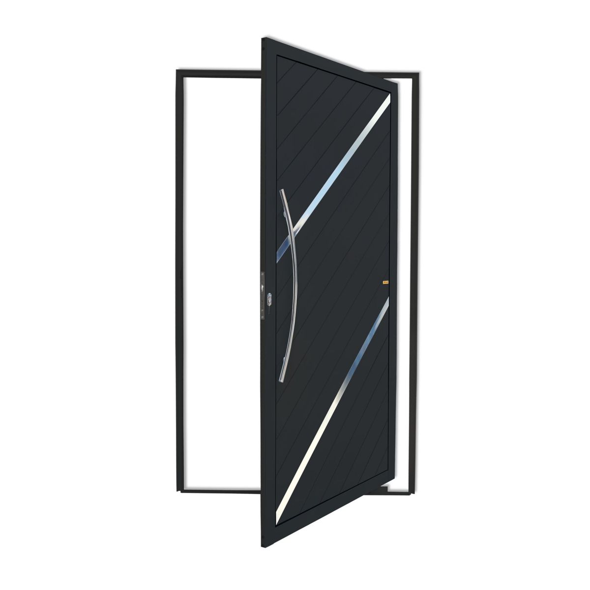 Porta Pivotante e Friso Alumínio Preto Esquerda 210x120x4,6cm Duna, marca Brimak - Foto Principal